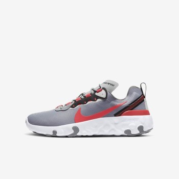 Nike Renew Element 55 - Nagyobb Gyerek Utcai Cipő - Szürke/Szürke/Fekete/Piros